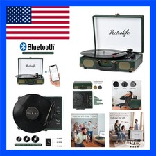 Retro 3-Speed Belt-Driven Record Player - Bluetooth AUX Ready for Easy Play