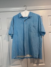 Tommy Bahama Mens XXL Silk Button Down- Blue-...