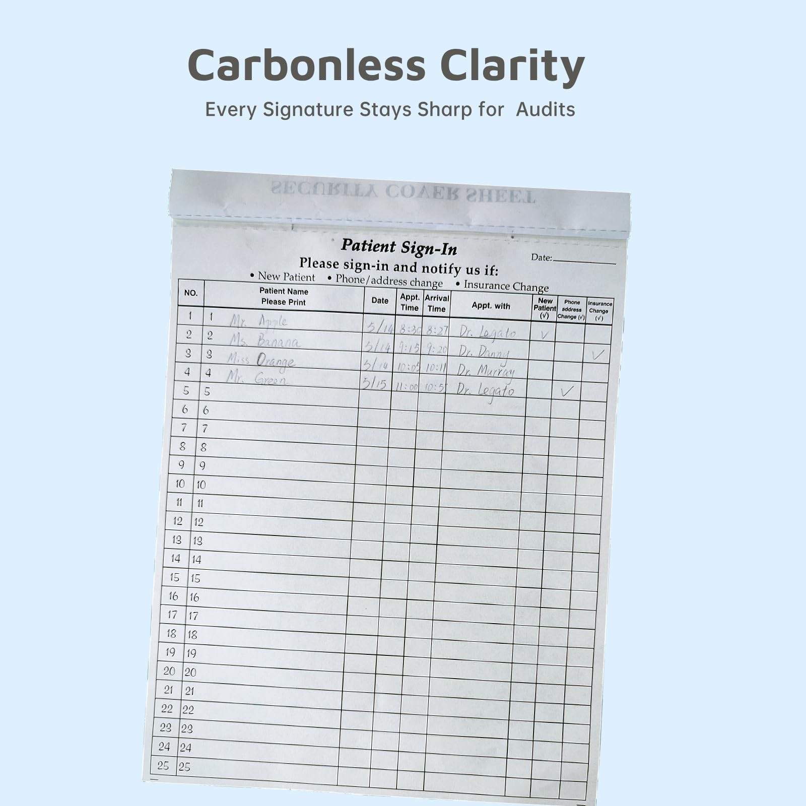 как выглядит Patient Sign in Sheets, HIPAA Compliant, 125-Pack, Carbonless 3-Part Medical ... фото