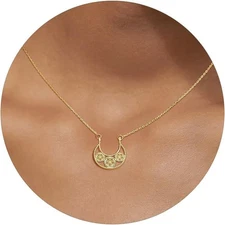 Dainty Gold Necklace for Women, 14K Plated Evil Eye Heart Pendant... 