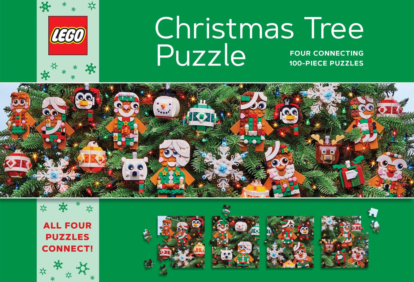 LEGO Christmas Tree Puzzle: Four Connecting 100-Piece Puzzles - Bild 4