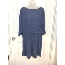 H by Halston Blue Black Abstract Print Tunic Dress Size M