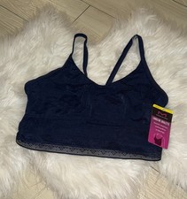 Maidenform Stretch Lace Longline Bralette Bra Wire Free M Medium Blue DMSLLB New