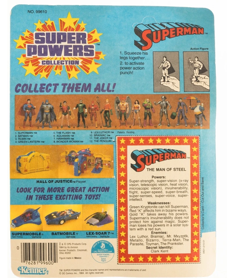 1984-85 DC Super Powers Superman 12 BACK MOC - Image 2 of 2