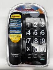 Large Number Phone Speaker Big Button Telephone Line Black Display Cord NEW