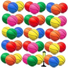 42Pcs 6" Mini Basketball Set, PVC 6" 42 Pack Green Blue Yellow Orange Pink Red