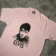 Men’s VTG 1987 Pink Elvis Presley T Shirt Single Stitched Screen Stars Tag Sz XL