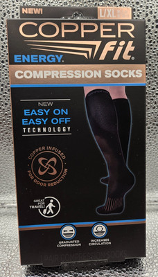 Copper Fit Energy Compression Socks - Black, Size L/XL 1 Pair