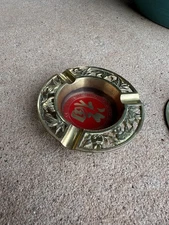 Vintage Ashtray set of 2 4” Personal Ashtray Oriental Asian Brass 