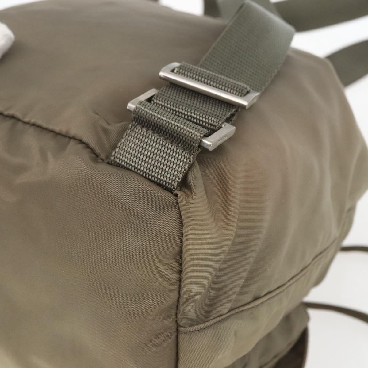 PRADA Backpack Nylon Khaki Silver Auth 163902 thumbnail 14