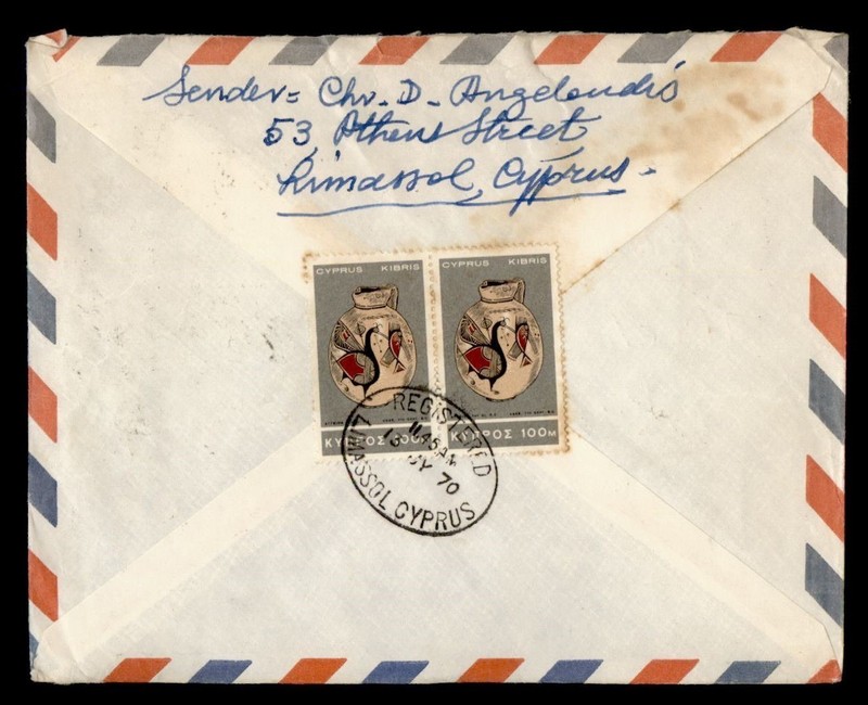 DR WHO 1970 CYPRUS LIMASSOL REGISTERED AIRMAIL TO ENGLAND R81505
