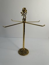 Vtg. Matson Guest Towel Holder/Necklace Stand Hollywood Regency Roses Gold Metal