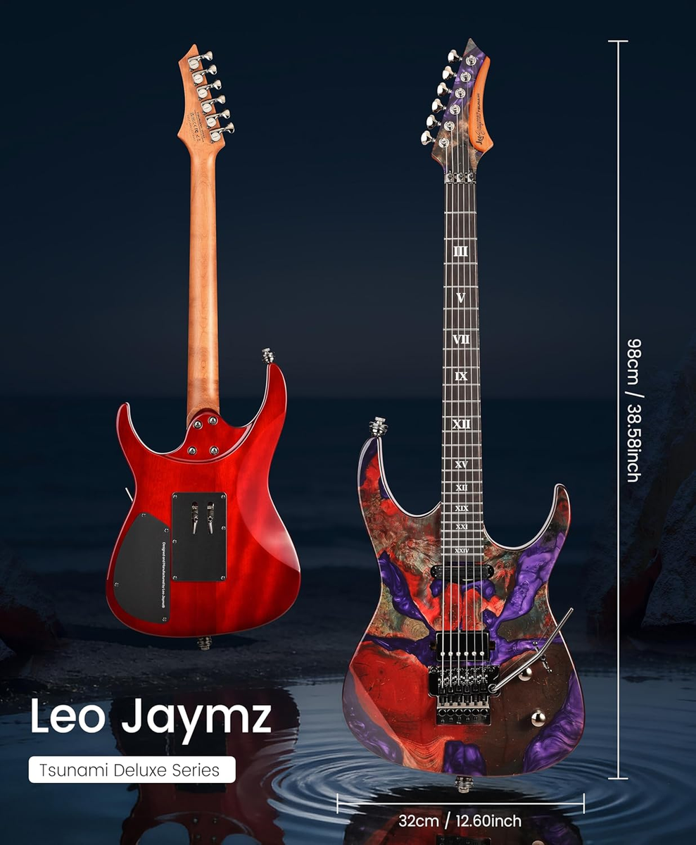 Leo Jaymz Tsunami Deluxe Electric Guitar Violet HH 24F Double Lock