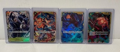 Four ONE PIECE Cards Japanese, X Drake, Sabo, Sanji, Roronoa Zero Foil NM LOT