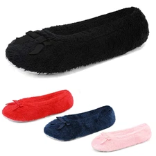 Women Faux Fur Ballerina Slipper Shoes Comfortable Slip On House Slippers