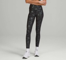 Lululemon Wunder Train High-Rise Tight 25" FoilLogo Flourish Black Iridescent