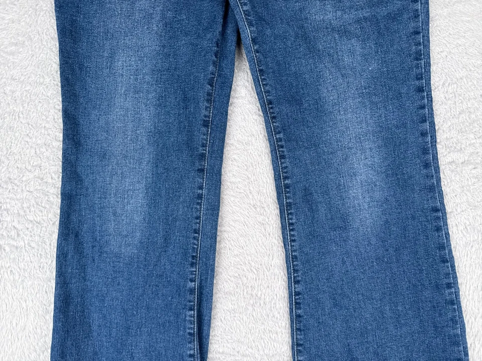 Maternity Jeans Womens Large Blue Flared Cotton Blend High Rise Stretch 30x30 - Image 3 of 4