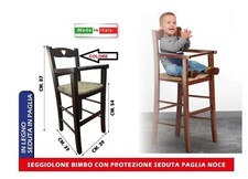 SEDIOLONE SEGGIOLONE BIMBO SEDIA SGABELLO LEGNO  NOCE RISTORANTE PIZZERIA 7 2025
