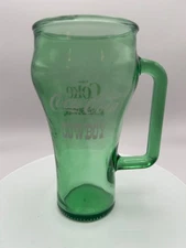 Vintage Whataburger Coca-Cola Cowboy Glass Handled Mug 16oz Green Tint