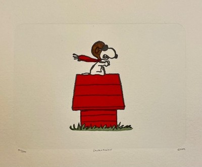 Original Radierung '' Der rote Baron '' 33 x 33 cm Gerahmt - Limitierte Auflage