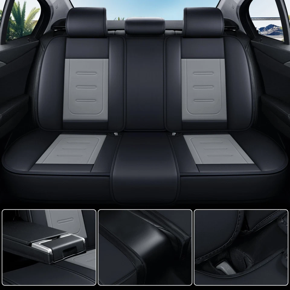 For Chevrolet Silverado GMC 1500 2500HD 3500HD Leather Car Seat Cover 5Seat Gray - Imagem 4 de 4