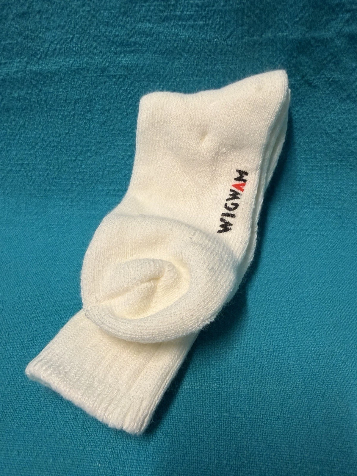 Wigwam Vintage Socks 9-11 White 18" Crew Very Quality Acrylic 80s 90s NOS Men's