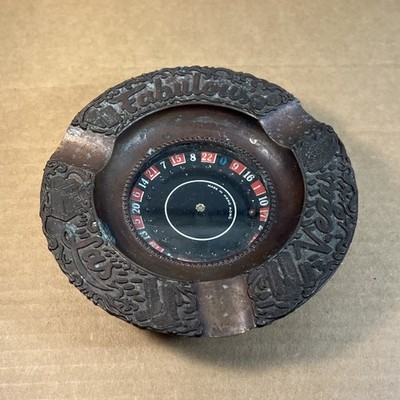 Vtg Metal Ashtray Working Roulette Wheel Fabulous Las Vegas 5'' diam 