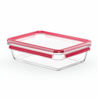 EMSA Clip & Close GLAS Frischhaltedose Vorratsbehälter Transparent / Rot 2 L