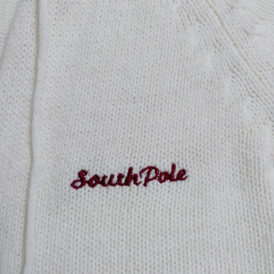 Suéter para mujer Y2K Polo Sur con capucha y pompones marrón blanco mediano Foto 3 de 4