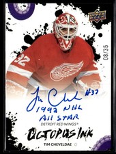 2025-26 Upper Deck Detroit Red Wings Octopus Ink Inscribed 08/35 Tim Cheveldae