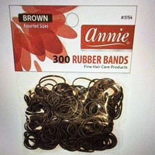 Annie Brown Rubber Hair Bands 300 Count Assorted Sizes, Rubber, 3154
