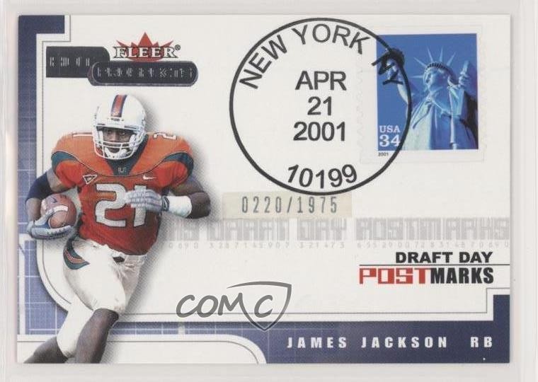 Jim Jackson Rookie Card 2001 Fleer Hot Prospects Rookie Premiere Postmarks /1975 James Jackson ...