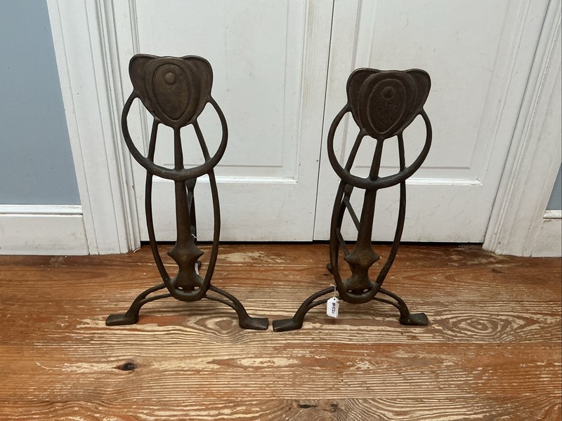 Vintage Brass Andirons For Fireplace Over 20” Inches Tall Early 1900’s Heavy