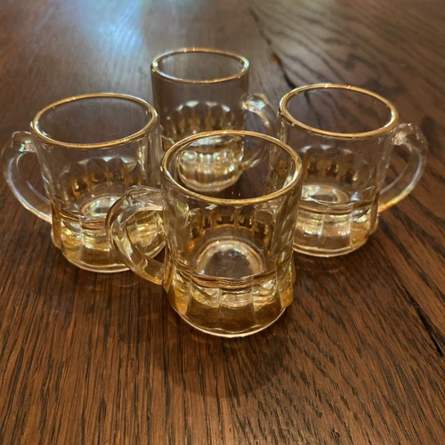 Vintage Ombré Amber Federal Glass Mini Beer Shot Glasses (set of 4)