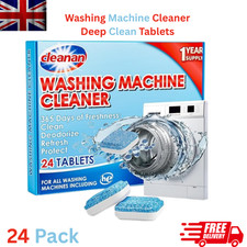 Washing Machine Cleaner Tablets - 24 Pack Deep Clean for HE Front & Top Load