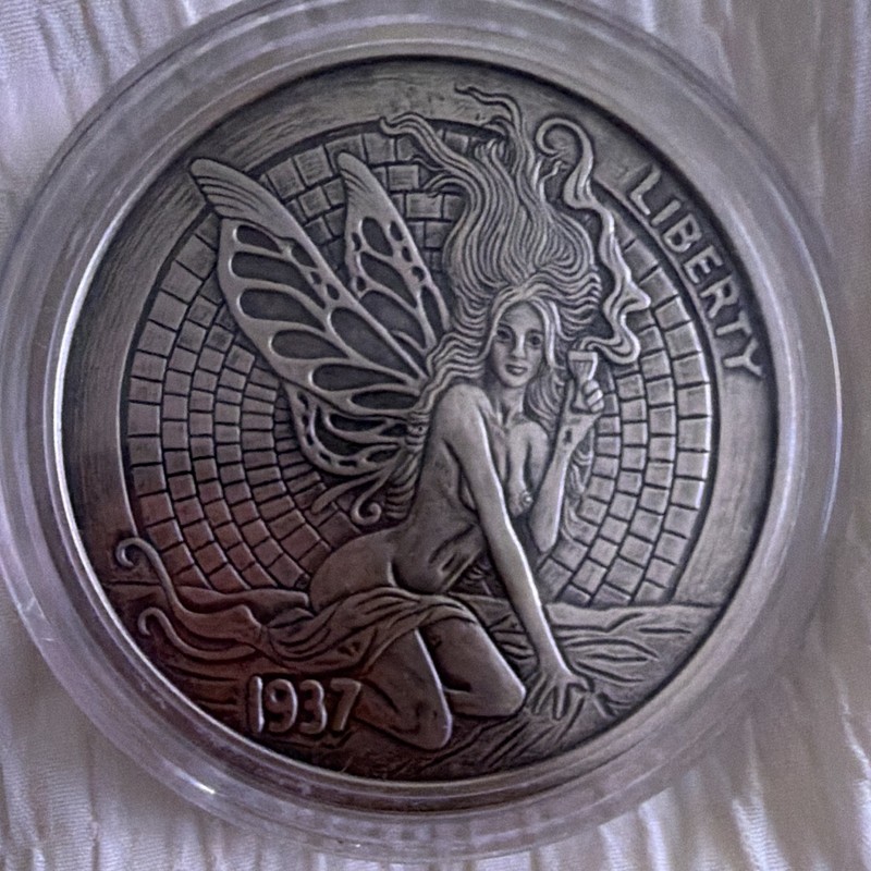 Mr. The 2016 Silver Hobo Nickel Green Fairy Fishbone 5oz .999 Proof