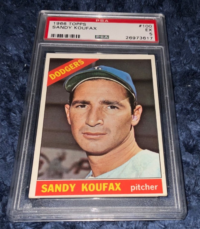 1966 Topps #100 Sandy Koufax Baseball Card-PSA 5 EX-MLB HOF-Dodgers