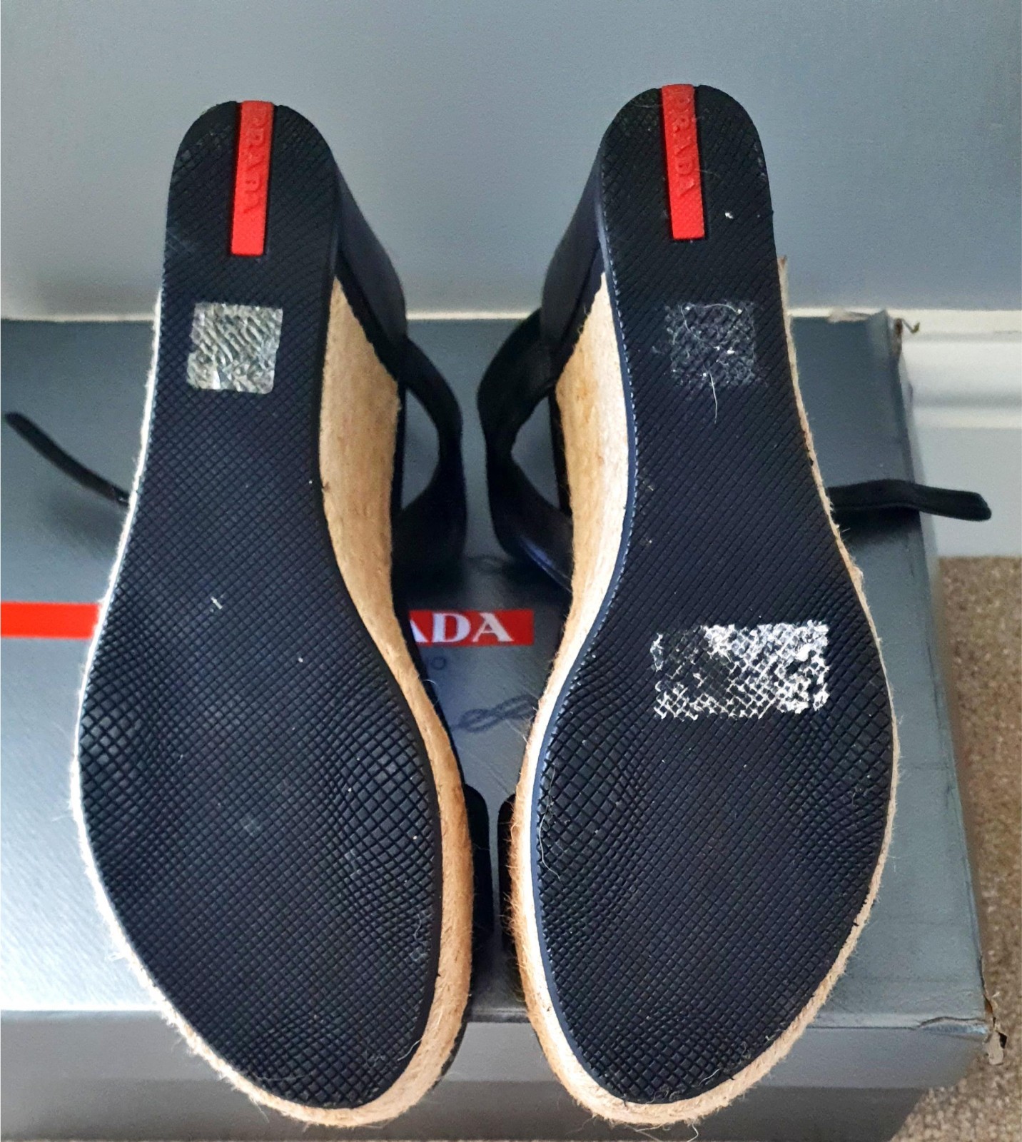 Prada Espadrille Wedge Leather Shoes Size 39 / 6.5 Women's image 3