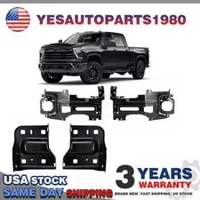 Black Front LH & RH Bumper Bracket For Chevrolet Silverado 2500 3500 HD 2015-19