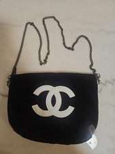 Chanel Precision VIP GWP Fuzzy Black & White CC Logo Crossbody Shoulder Bag 10x8