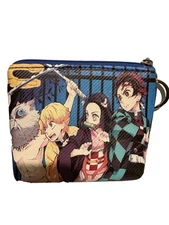 Anime Coin Purse Demon Slayer Group Zip Wallet w/ Key Ring Holder Small