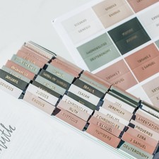 Laminated Bible Tabs for Women Study Bible - Earth Tone Neutral Gold Foil Bib...