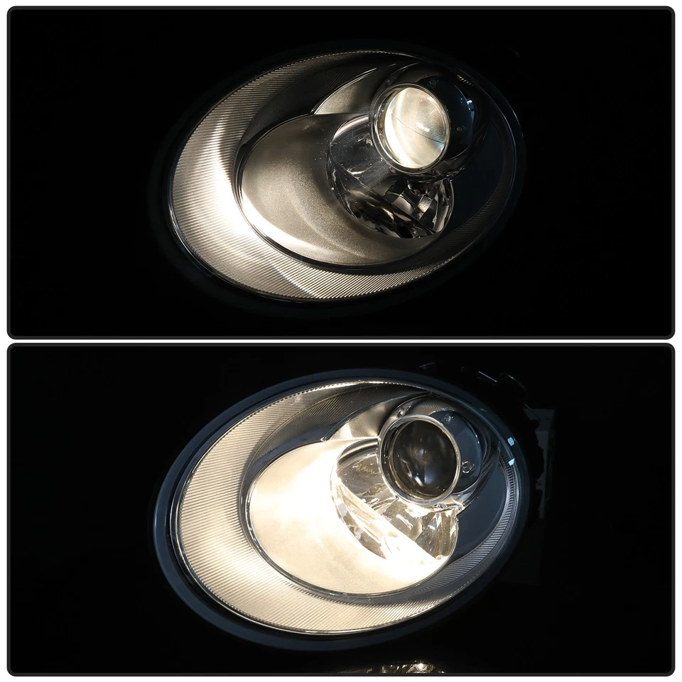 Juego de faros proyectores cromados Bryght para Volkswagen Beetle 2006-2010 con halógeno Foto 3 de 4