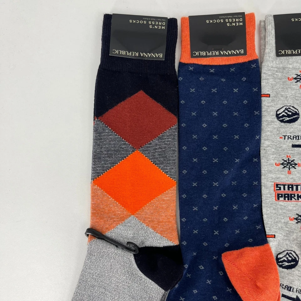 Lote de 4 calcetines de vestir Banana Republic para hombre talla única azul naranja media pantorrilla nuevos con etiquetas Foto 2 de 4