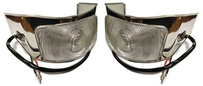 Pair - Parking Light Lamp Stainless Rim 1956 Ford Pickup Truck F100 F250 F350