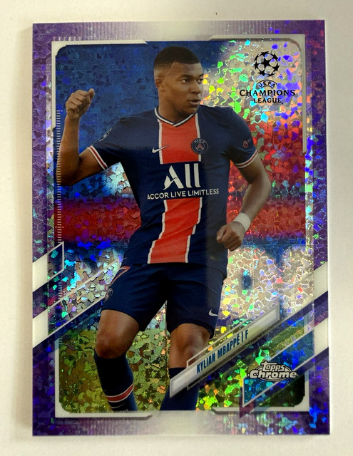 2020-21 Topps Chrome UEFA PSG Kylian Mbappé Purple Mini Diamond Refractor /250