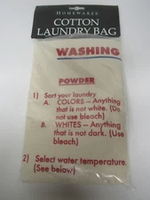  Homewares Cotton Laundry Bag Printed Washing Instructions On Bag 22" x 34"