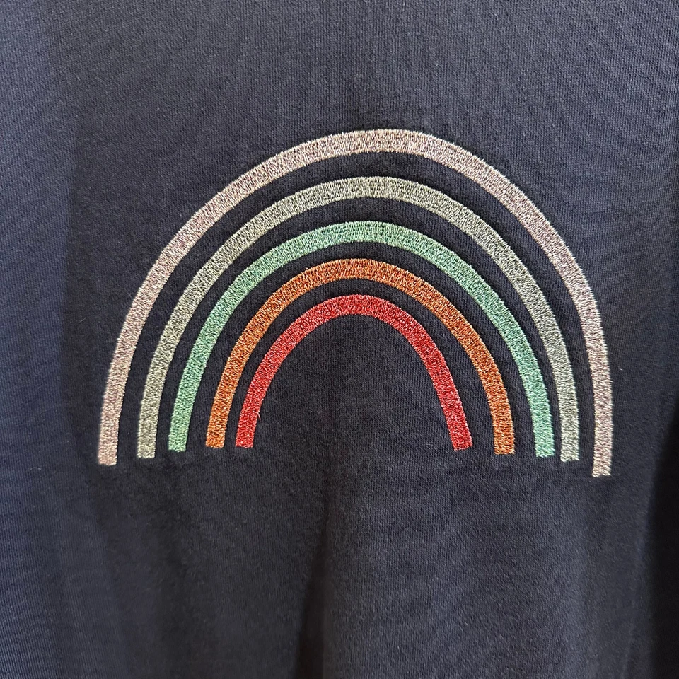 Vestido Suéter Gap Niños Azul Marino con Arco Iris Metálico, Usado en Excelente Condición, Talla M (8-9Y, 130 cm) (8C) Foto 3 de 4