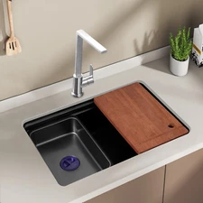 Single Bowl Kitchen Sink Workstation Rectangular Sink Drop-in Bar Sink Stainless