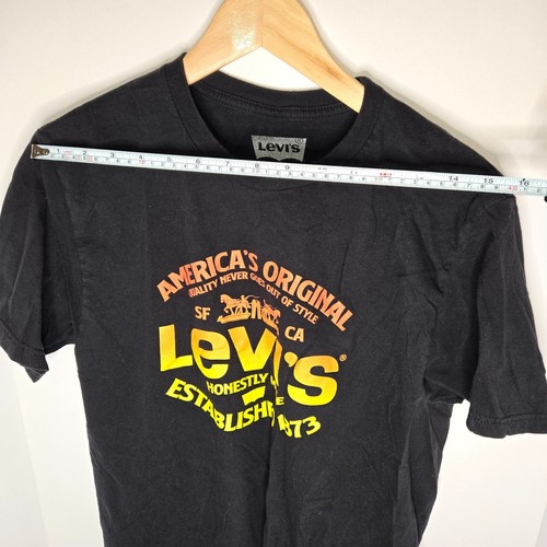 LEVIS T-Shirt Short Sleeve Tagless Black & Orange Yellow Print Men Size Medium - Picture 7 of 7